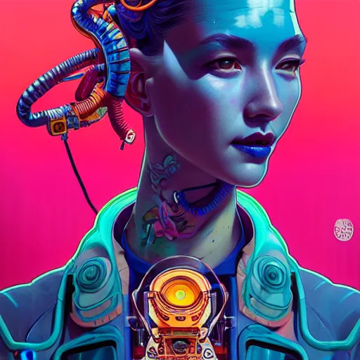 Image similar to high quality high detail portrait of a diesel punk jinx in an alien world, tristan eaton, victo ngai, artgerm, rhads, ross draws, hyperrealism, intricate detailed, alphonse mucha, 8 k, sci - fi, pastel colors, artstation,