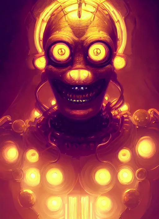 Image similar to portrait of springtrap, intricate, elegant, glowing lights, highly detailed, digital painting, artstation, concept art, sharp focus, illustration, art by wlop, mars ravelo and greg rutkowski