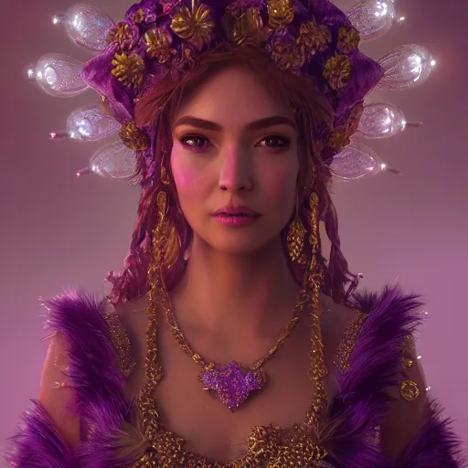 Image similar to portrait of wonderful princess of amethyst with fair skin, ornate 8 k gorgeous intricate detailed, accent lighting, dramatic light, octane render