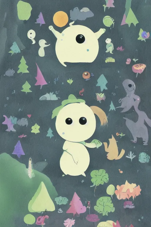 Image similar to A cute little monster in a misty forest art style by Mariko Mori, 4k, 8k