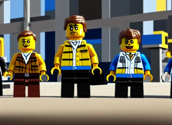 Image similar to film still of breaking bad as a lego movie, 4 k