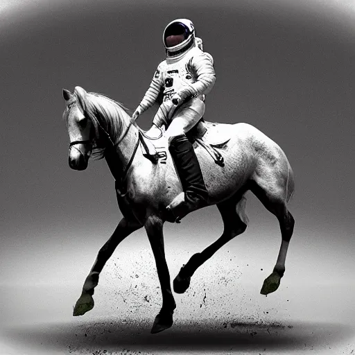 Image similar to an astronaut riding a horse. in the style of a photo