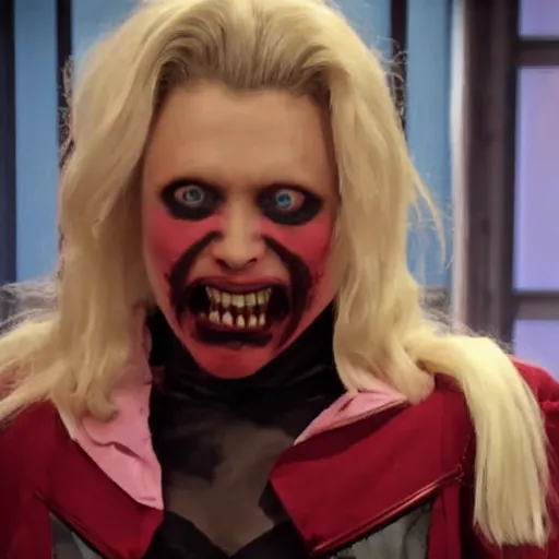 Image similar to Kate McKinnon as Morbius, SNL sketch, episode still