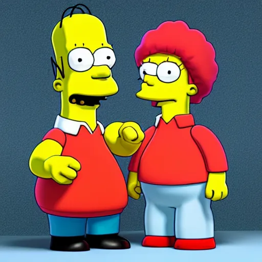 Prompt: christina hendricks as the simpsons characters, 3 d render, blender,