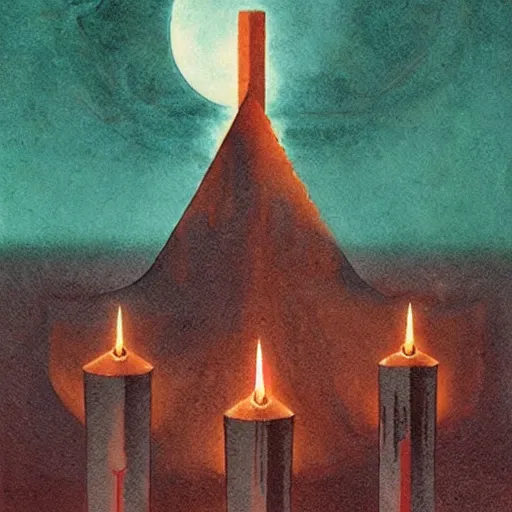 Image similar to tearless ancient cosmic candles, by karel thole, watercolor, trending on cgsociety