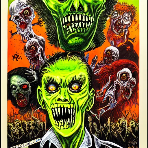 Prompt: zombie apocalypse by kelly freas, detailed