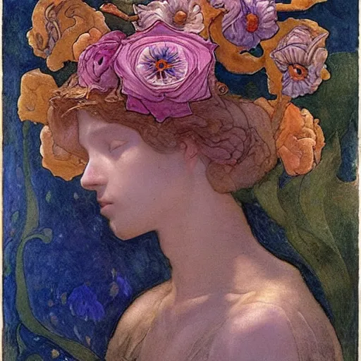 Prompt: the flower prince, by Annie Swynnerton!!!! and Nicholas Roerich! and (Edmund Dulac) and ((((Diego Rivera)))), bioluminescent skin, floral tattoos, elaborate costume, geometric ornament, symbolist, rich colors, dramatic lighting, smooth, sharp focus, extremely detailed