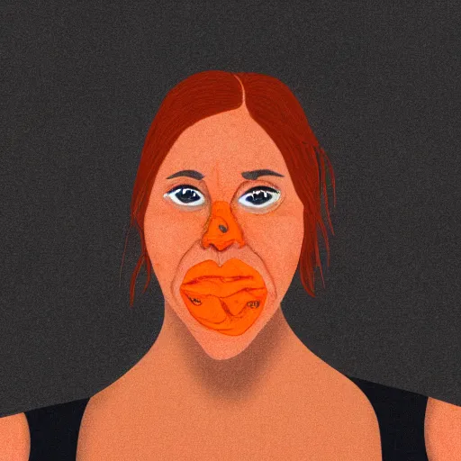 Prompt: illustrated portrait of ugly woman with orange skin