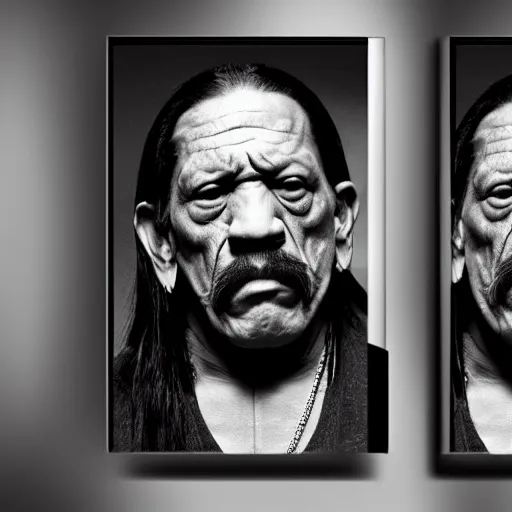 Prompt: danny trejo looking at the mirror with angry face, realistic, 4 k, trending