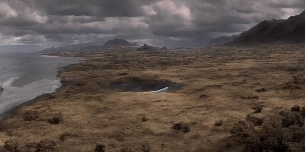 Prompt: screenshot from a movie, epic matte painting of an island, cinematic cinematography masterpiece,, roger deakins