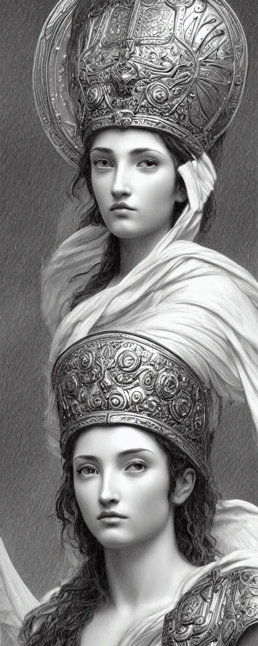 Image similar to goddess athena, highly detailed, concept art, intricate, sharp focus, einar jonsson and bouguereau