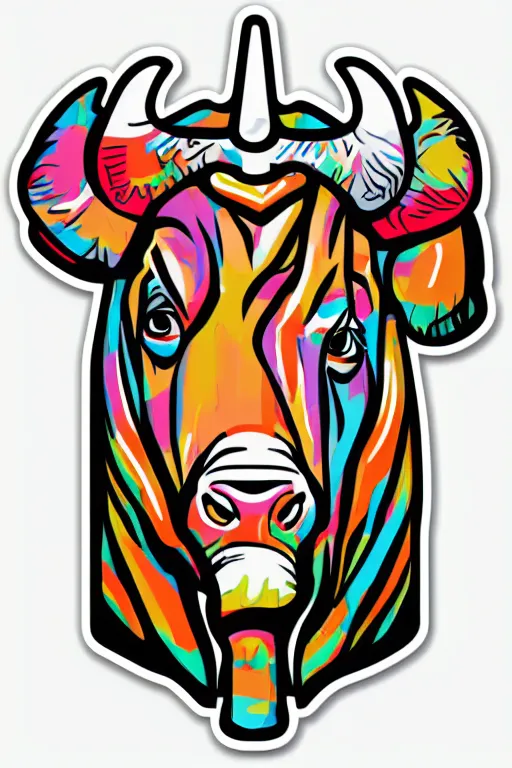 Image similar to A portrait of a dictator bull, sticker, highly detailed, colorful, illustration, smooth and clean vector curves, no jagged lines, vector art, smooth