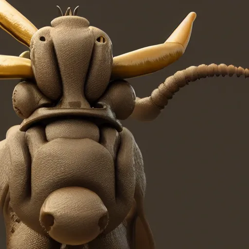 Prompt: an ant merged with a bull and a flower, unreal engine, octane render, hyper realistic, trending on artstation