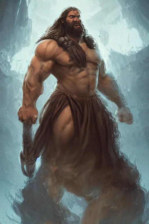 Image similar to clear portrait hulking herculean ogre jesus christ, background hyper detailed, character concept, full body, dynamic pose, glowing lights intricate, elegant, highly detailed, digital painting, artstation, concept art, sharp focus, illustration, van baarle lois and sanderson ruth