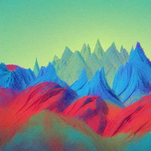 Prompt: melted crayon mountains in the style of craig mullins, beautiful, cinematic