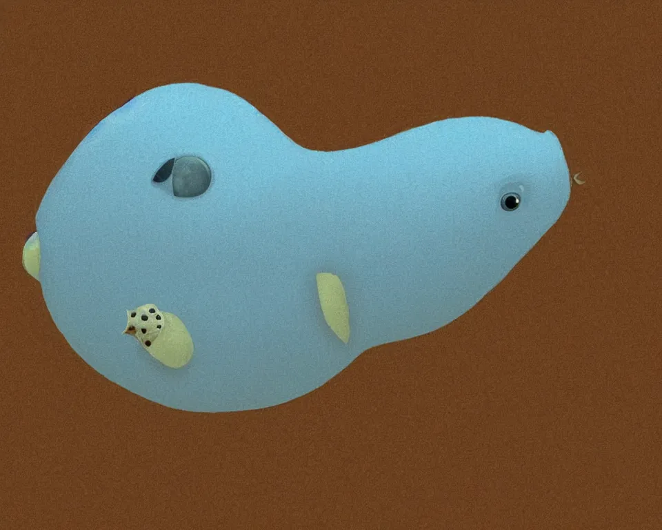 Prompt: puffer fish with baby blue background. illustrated, flat, rich color, scientific classification.