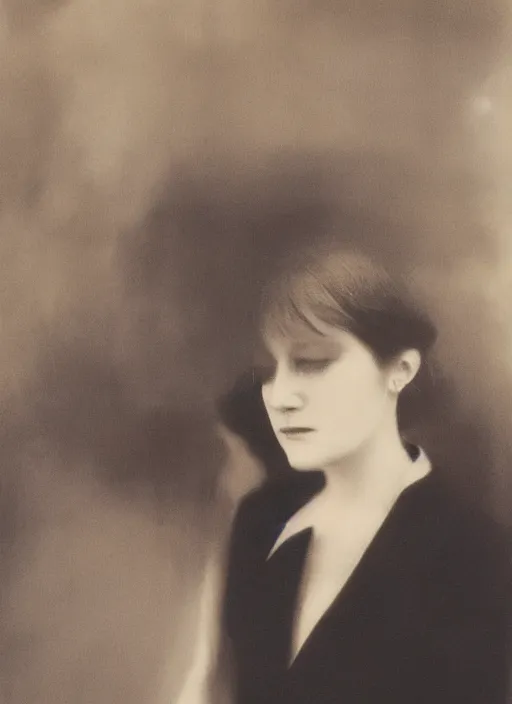 Prompt: out of focus photorealistic portrait of < zelda fitzgerald > as a beautiful young lady by sarah moon, very blurry, translucent white skin, closed eyes, foggy, closeup