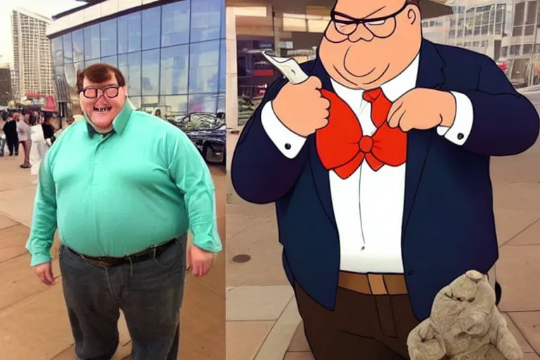 Prompt: a real life peter griffin