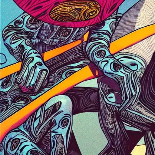 Image similar to rolling stones, painted black, hyper detail, in style of moebius