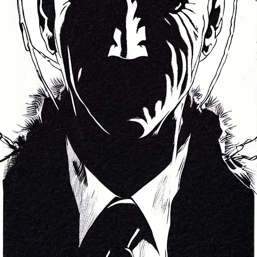 Image similar to Joe Biden looking sinister, by Tsutomu Nihei, highly detailed