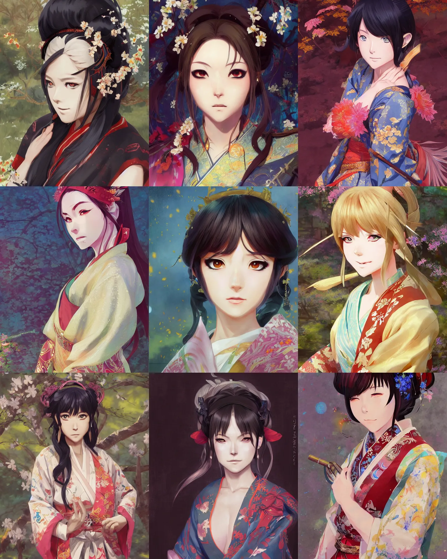 Prompt: An anime portrait of Ssunbiki as a beautiful woman wearing a kimono from Skyrim, by Stanley Artgerm Lau, WLOP, Rossdraws, James Jean, Andrei Riabovitchev, Marc Simonetti, and Sakimichan, trending on artstation, impressionist oil painting