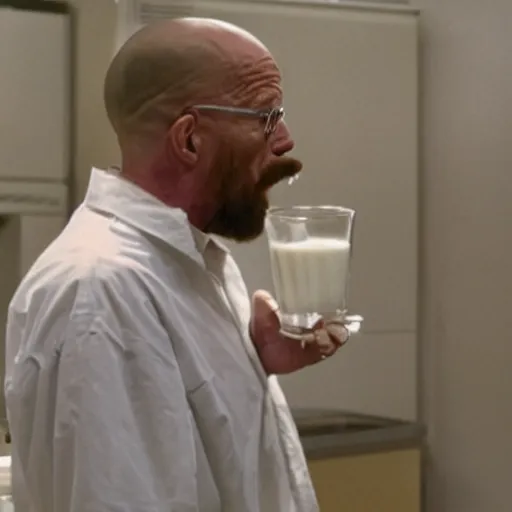 Prompt: walter white drinking milk