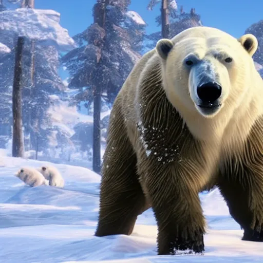 Prompt: Polar Bear, from Red Dead Redemption 2 (2018 video game)