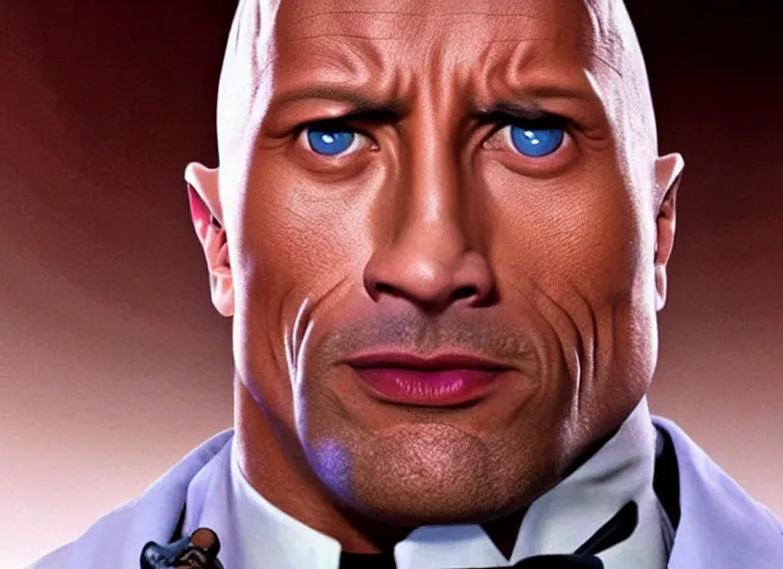 Prompt: film still of Dwayne Johnson as Doctor Evil from Austin Powers