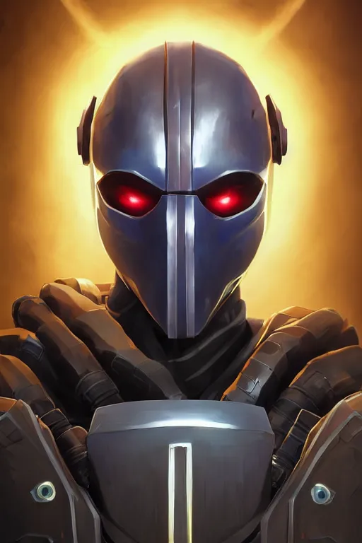 Image similar to epic mask helmet robot ninja portrait stylized as fornite style game design fanart by concept artist gervasio canda, behance hd by jesper ejsing, by rhads, makoto shinkai and lois van baarle, ilya kuvshinov, rossdraws global illumination radiating a glowing aura global illumination ray tracing hdr render in unreal engine 5