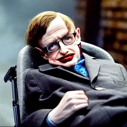 Prompt: stephen hawking as the joker, in the movie'the joker'