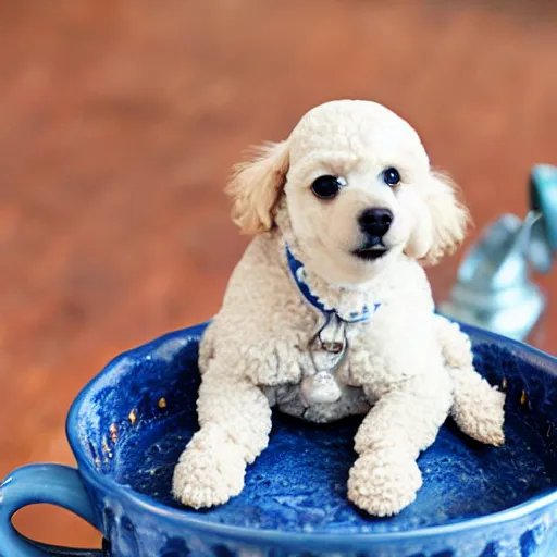 Image similar to Cute poodle sitting inside a tea cup
