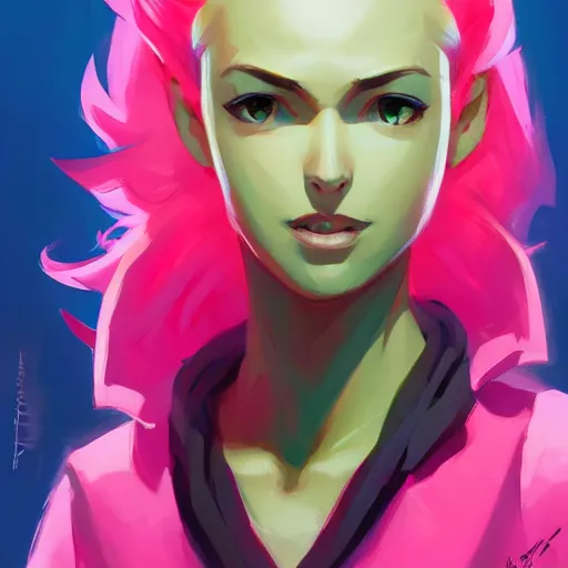 Image similar to female paladin with bright pink mohawk, portrait, behance hd artstation by jesper ejsing by rhads, makoto shinkai and lois van baarle, ilya kuvshinov, ossdraws