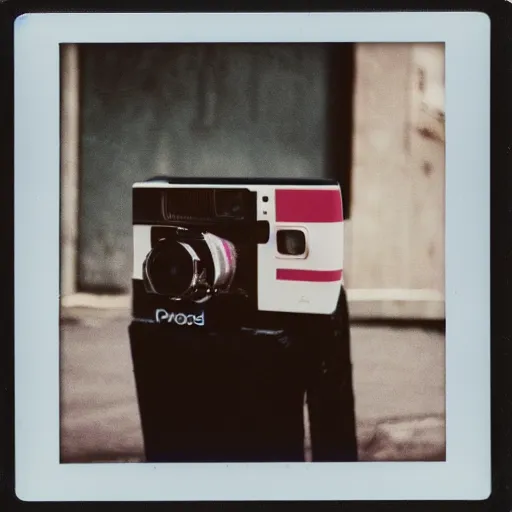 Image similar to polaroid street photo teared and glued with tape