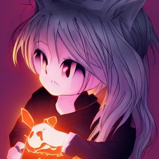 Image similar to anime salem black cat beautiful lighting