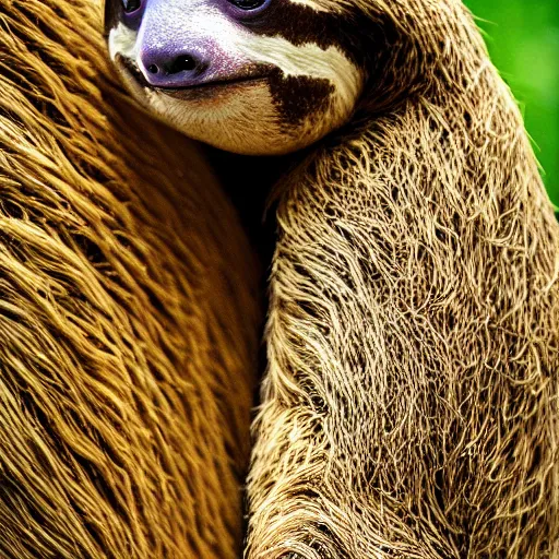 Image similar to sloth giraffe hybrid, bold natural colors, national geographic photography, masterpiece, full shot