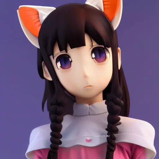 Prompt: Manga book cover portrait of an extremely cute and adorable beautiful ASMR anime girl with cat ears, 3d render diorama by Hayao Miyazaki, official Studio Ghibli still, color graflex macro photograph