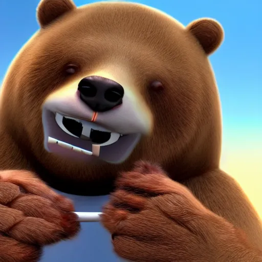 Prompt: a bear smoking a joint, pixar style, 4 k