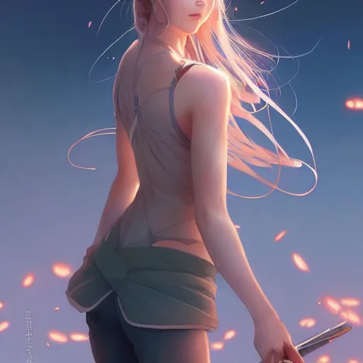 Prompt: jennifer lawrence as a beautiful anime girl by wlop and greg rutkowski and and stanley artgerm lau, and rossdraws, and james jean and andrei riabovitchev and marc simonetti and yoshitaka amano, hourglass slim figure, intricate details ; soft lighting ; high definition ; sharp focus ; digital art