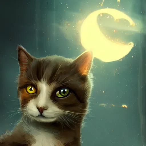 Image similar to cat theme logo, cat theme banner, cat design, a smiling cat, art photography style, trending on artstation, warm light, lovely and cute, fantasy art, 8 k resolution, cynical realism, computer art, conceptual art