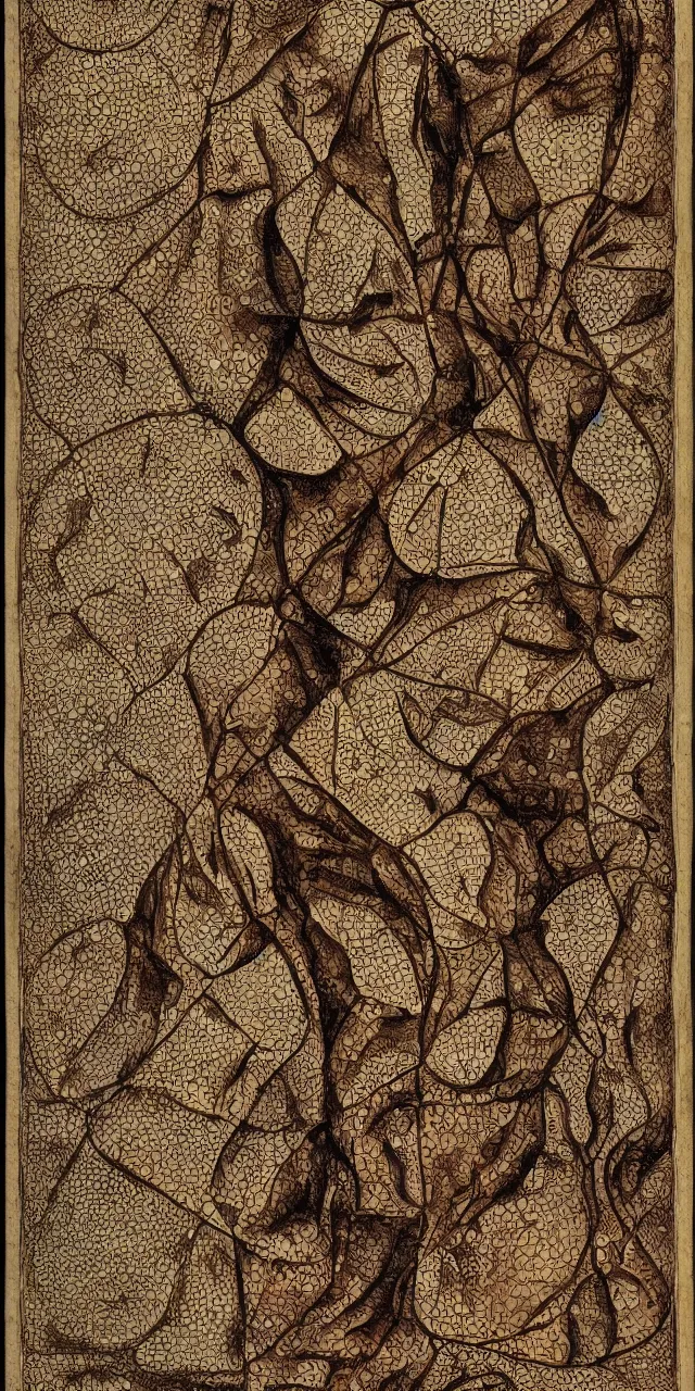 Prompt: an open page of the voronoi manuscript, depicting a digital painting of human anatomy by da vinci, extremely detailed, professional, epic highlights, full colors