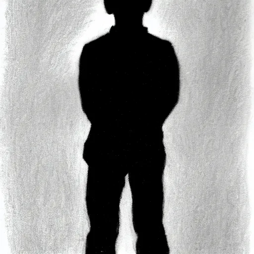 Image similar to symmetry!! black and white silhouette drawing of a complete single person standing, on white background by stanhope forbes, centered, clean image