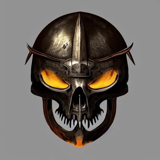 Image similar to medieval helmet in the shape of a demon skull, epic, illustration, artsation, 4 k