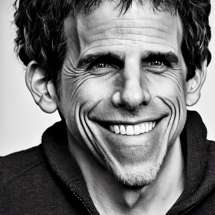 Image similar to portrait of ben stiller, smiling towards the camera. detailed, 4 k, morning hour.