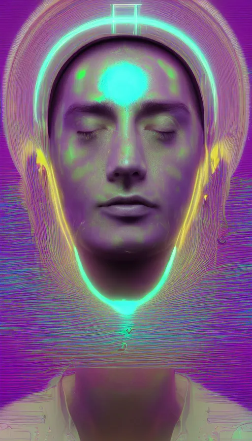 Image similar to portrait of a digital shaman, by beeple