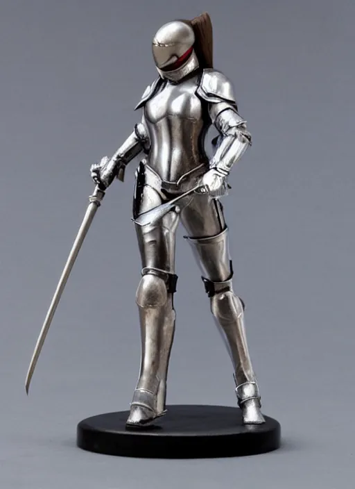 Image similar to 80mm, resin detailed model figure of a female wearing a silver knight armor