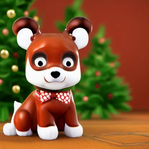 Prompt: cute puppy dog figurine in the style of enesco rudolph and friends detailed 4 k 3 d render