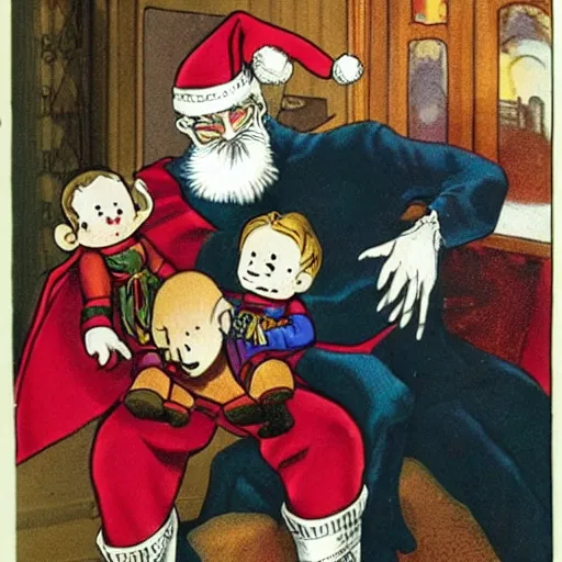 Image similar to dr strange as a young child sitting on santas lap