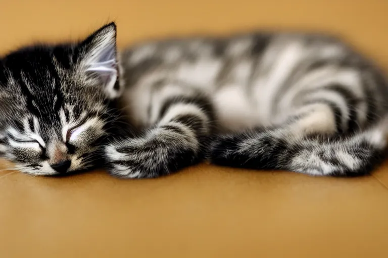 Image similar to sleeping kitten shallow depth of field backlit by a tv