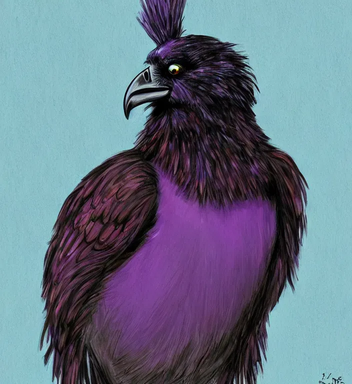 Prompt: colorful illustration of happy raven bird, by zac retz and junji ito