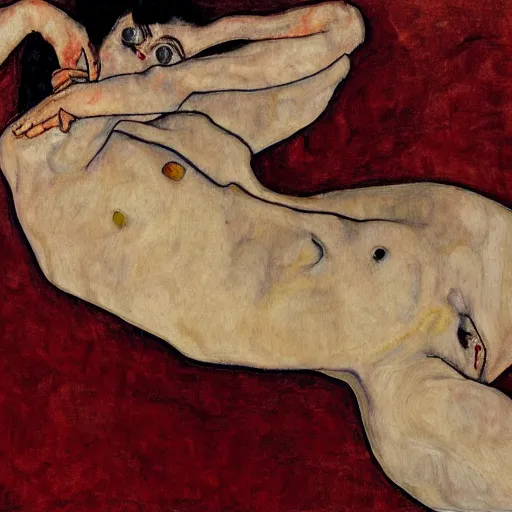 Image similar to a painting in the style of egon schiele.